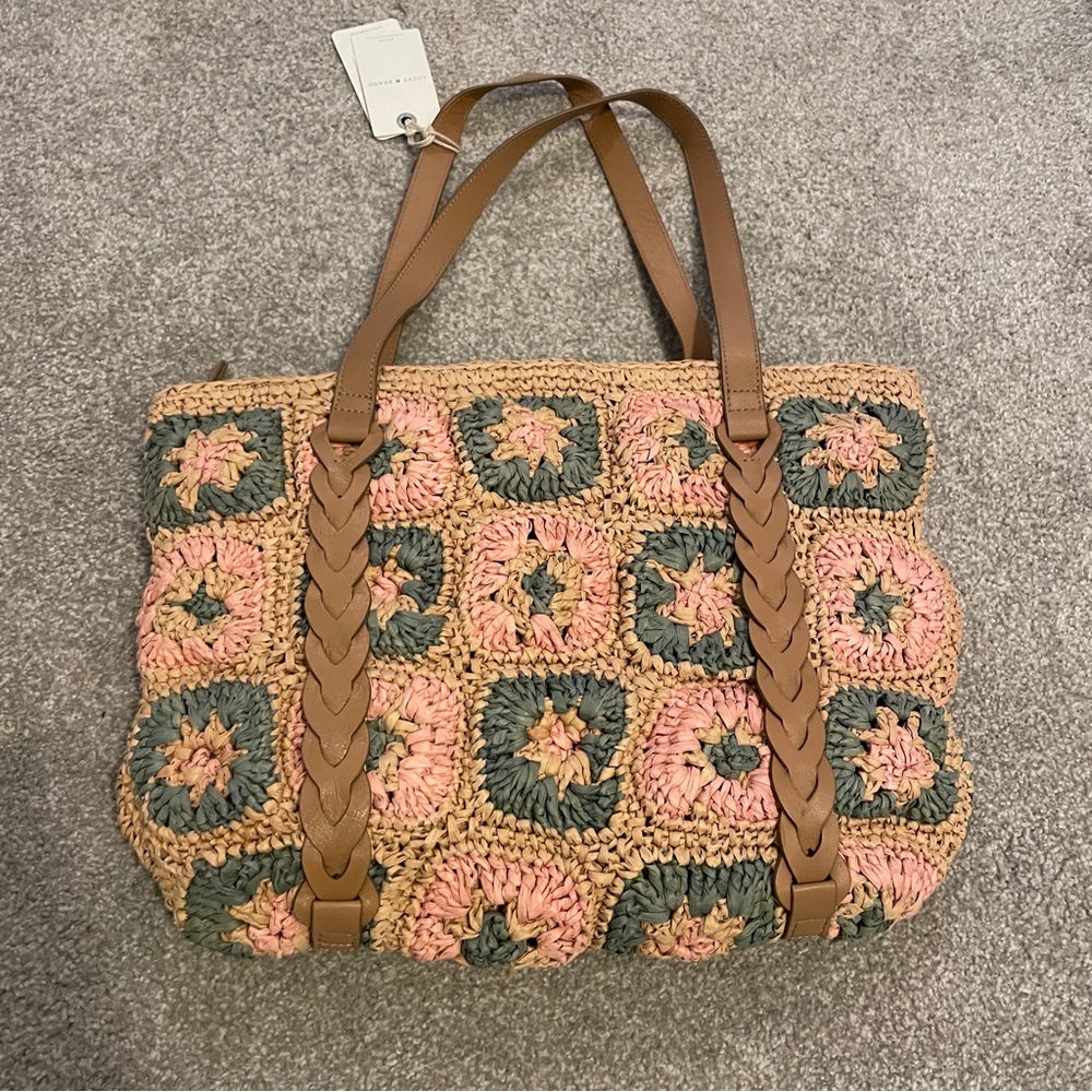 NWT Lucky Brand Ella Tote Crochet floral